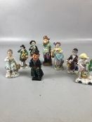 China Figures, collection of European and English pottery and porcelain quarter size costume and