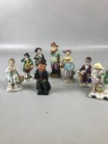 China Figures, collection of European and English pottery and porcelain quarter size costume and