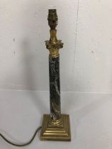 Vintage lighting, table Lamp base in the style of a Corinthian column, polished serpentine stone