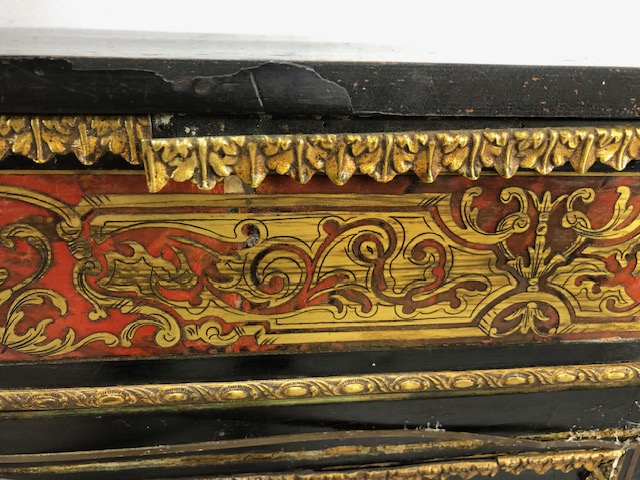 Antique Furniture, 19th century French Ebonised Boulle work Cabinet, brass work in need of - Image 7 of 22