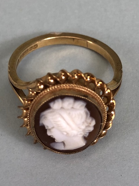 9ct Gold fully hallmarked shell cameo size 'J' - Image 2 of 5