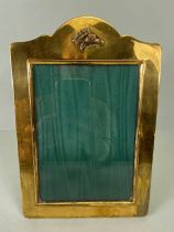 Horse racing Interest, Vintage brass photo frame with Race horse decoration to top approximately