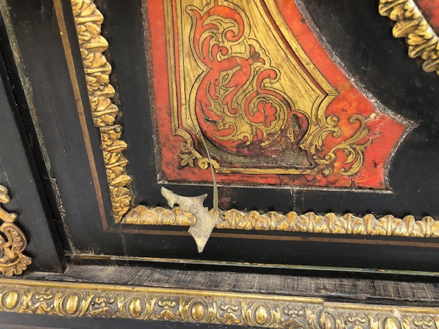 Antique Furniture, 19th century French Ebonised Boulle work Cabinet, brass work in need of - Image 14 of 22