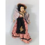 Antique-Vintage doll, early 20th century French cloth bodied doll with painted face and Breton