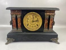American eight day Sessions Clock Co mantel clock. Late 19th Century, in an ebonised wood case