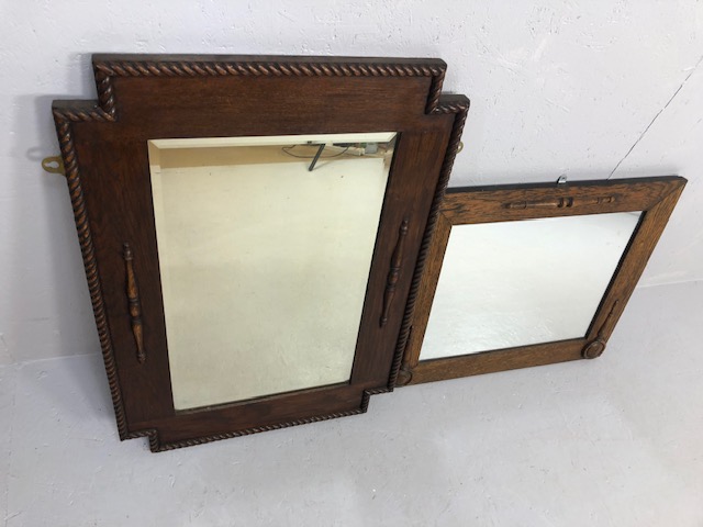 Vintage mirrors, two Mid 20th Century oak framed mirrors with raised decoration, one approximately - Image 4 of 5