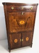 Antique Furniture, late 18th Century mahogany with marquetry inlay Secretaire, two door cupboard