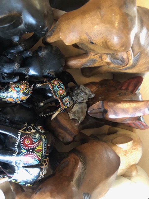 Collection of vintage and antique Elephant ornaments in a range of sizes to include Wooden, metal - Image 3 of 9