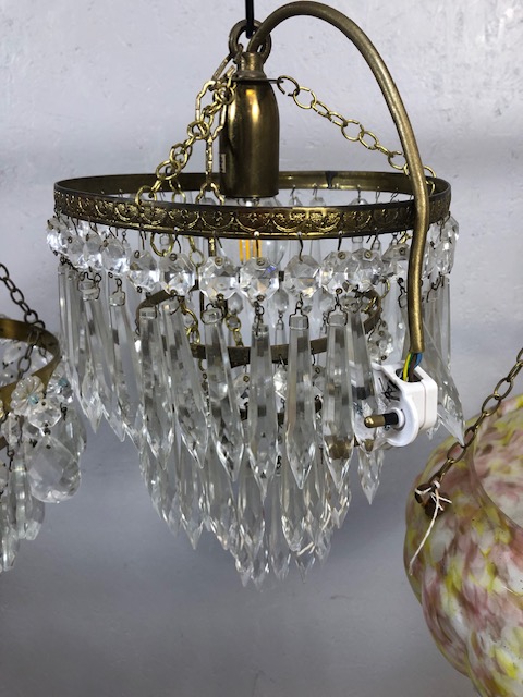 Vintage lighting, four small decorative chandeliers of varying sizes and styles along with a mid - Image 5 of 11