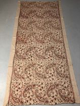 Oriental embroidery wool shawl, Kashmir patterns approximately 223 x 100cm