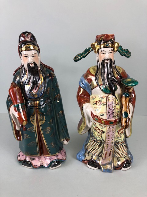 Chinese Ceramics, two late 20th century Chinese Figures of Immortals both approximately 32cm high