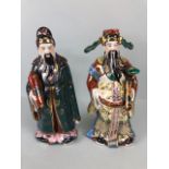 Chinese Ceramics, two late 20th century Chinese Figures of Immortals both approximately 32cm high
