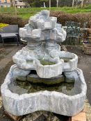 Ornamental garden fountain in the form of a rockery waterfall, approx 104cm tall