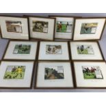 Antique prints, eight historical golfing prints in frames each approximately 44 x 34cm