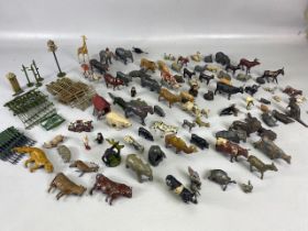 Collection of Play worn lead Farm animals (Alligators, Giraffes, Elephants etc) and Lead farm