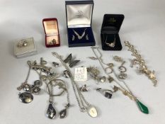 Vintage silver jewellery, quantity of 925 and silver stamped items to include chains ,pendants