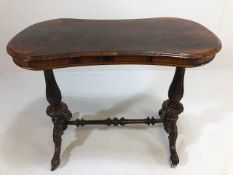 Antique Furniture, 19th Century rosewood kidney shape occasional table on column supports