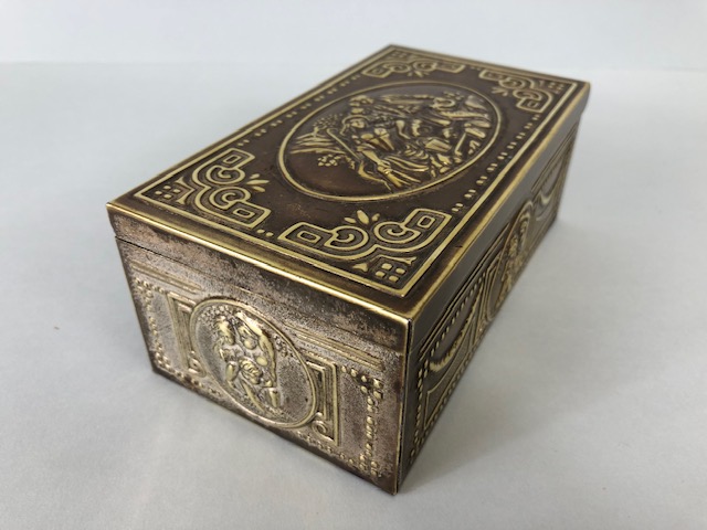 Vintage Boxes, three decorative boxes, being an early 20th century leather collar box, a brass - Image 10 of 13