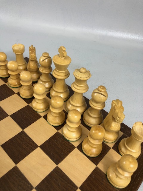 Vintage chess sets, two boxwood chess sets with boards, one approximately 30 x 30cm the other 40 x - Image 6 of 7