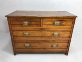 Antique furniture, chest of 2 draws with 2 above , drop brass handles