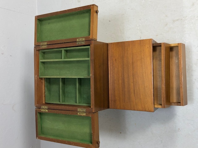 Mid century style teak storage unit (sewing or crafts box) in teak with drawers and storage trays on - Image 2 of 8