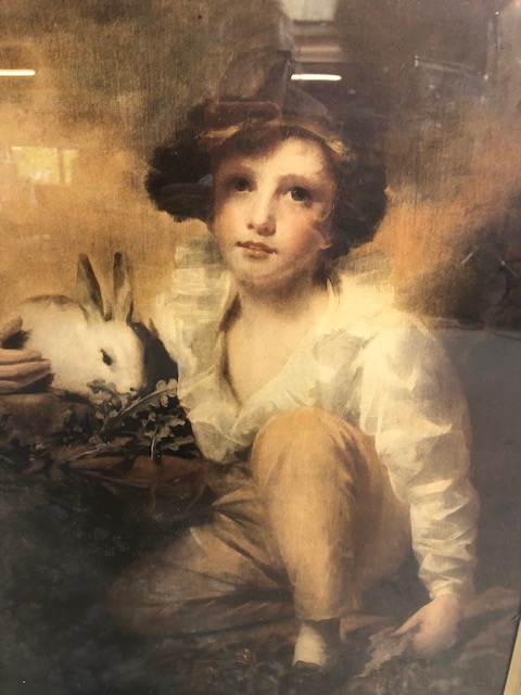 19th Century print of boy with Rabbit by Henry Raeburn, in glazed and gilt frame, approximately 65 x - Image 2 of 6