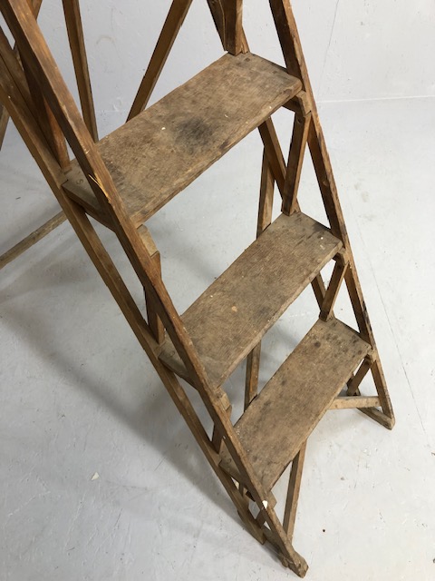 Vintage wooden folding set of steps by WOODWARE approx 154cm tall and one other - Image 4 of 5