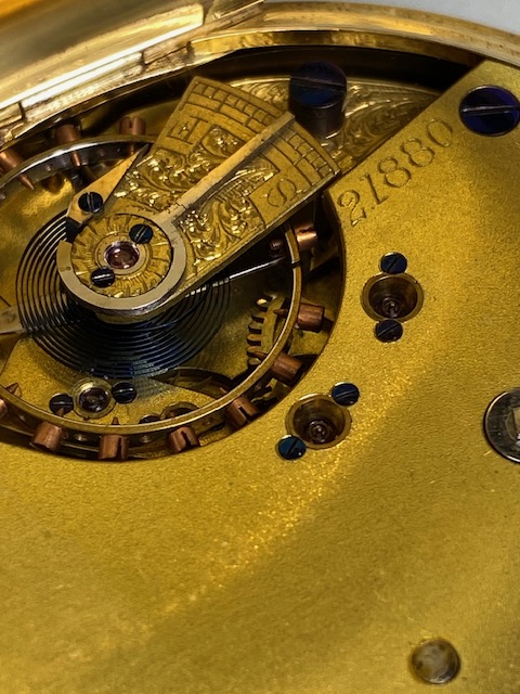 Antique 18ct yellow gold pocket watch cream face with black Roman numerals, 1898, Not running, total - Image 5 of 7