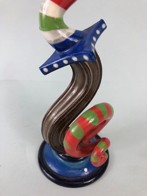 Ross Emerson Art ceramics, being Two twisty candle sticks in multi colour ways approximately 24 - Image 9 of 13