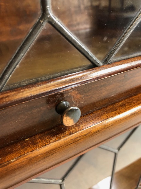 Three section Globe Wernicke bookcase with two leaded glazed panel doors, the lower stepped case - Image 5 of 8