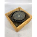 Vintage maritime boating compass in wooden box GS 75, SAURA KEIKI,