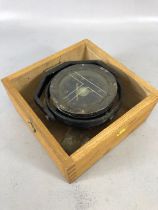 Vintage maritime boating compass in wooden box GS 75, SAURA KEIKI,