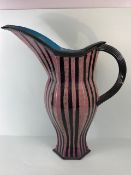 Ross Emerson Art Ceramics, Oversized lilac and black stripped beak jug monogram to base