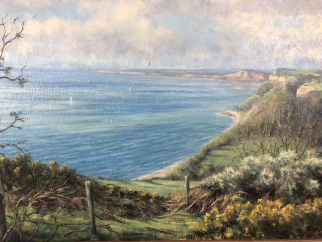 Contemporary unsigned painting on board (Sandy Macfadyehn) depicting Devon Coast Line - Image 2 of 7