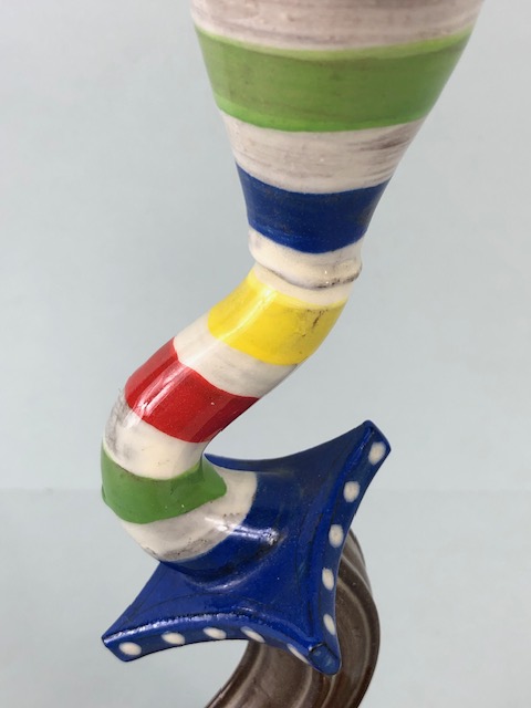 Ross Emerson Art ceramics, being Two twisty candle sticks in multi colour ways approximately 24 - Image 12 of 13
