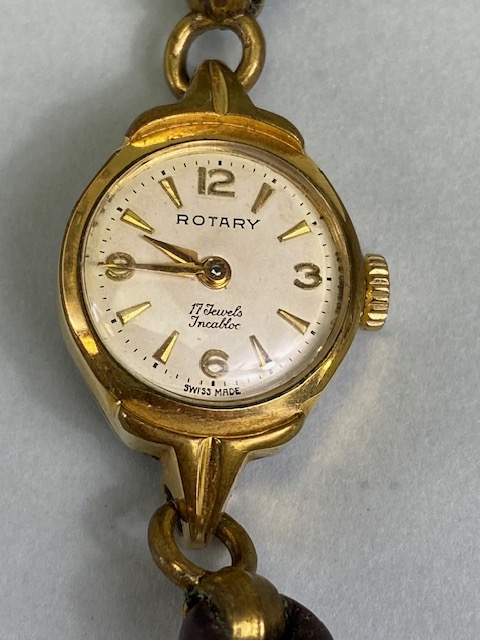 9ct gold cased ladies dress watch on a RG bracelet, winds and runs, along with a vintage Rotary - Bild 7 aus 11