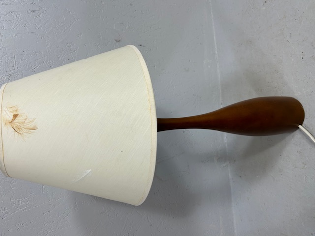 modern table lamp with turned wooden base approximately 63cm high