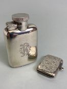 Antique silver English hall marked tot flask approximately 73.3g and a silver hallmarked vesta