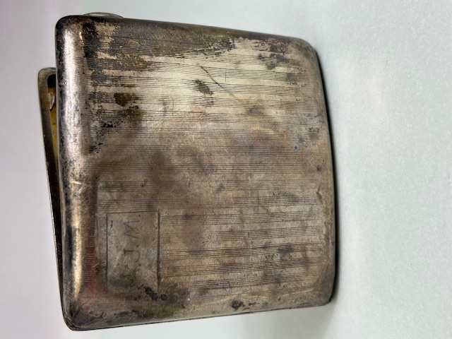 Silver hallmarked cigarette case hallmarked for Birmingham by maker William Neale approx 77g