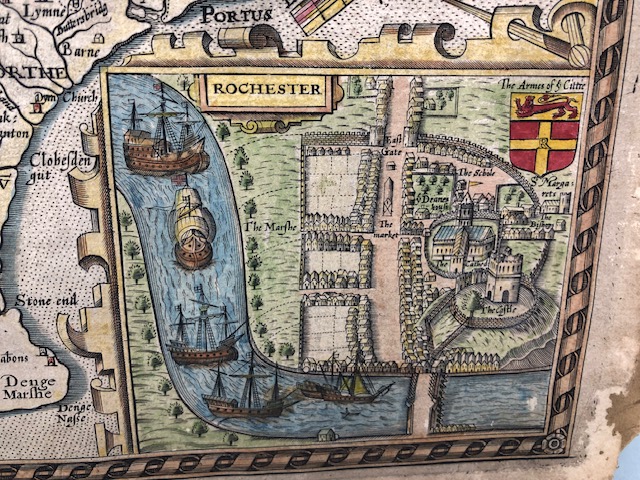 Antique Map of Kent by the famous Cartographer John Speed, unframed approximately 53 x 40cm - Image 3 of 10