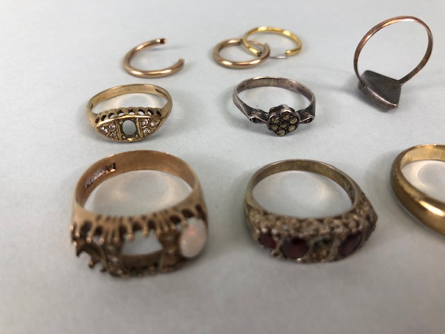 Scrap 9ct gold, selection of ring settings and earrings approximately 32.1g plus one 9.25 silver and - Image 2 of 5