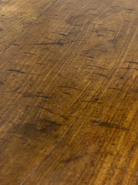 Early 19th century French Farmhouse Table of Three plank construction with Breadboard ends in Cherry - Image 18 of 19