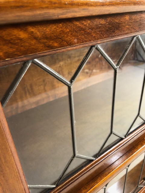 Three section Globe Wernicke bookcase with two leaded glazed panel doors, the lower stepped case - Image 4 of 8