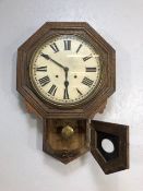 Antique clocks, continental pendulum wall clock, wooden case, white face with roman numerals, not