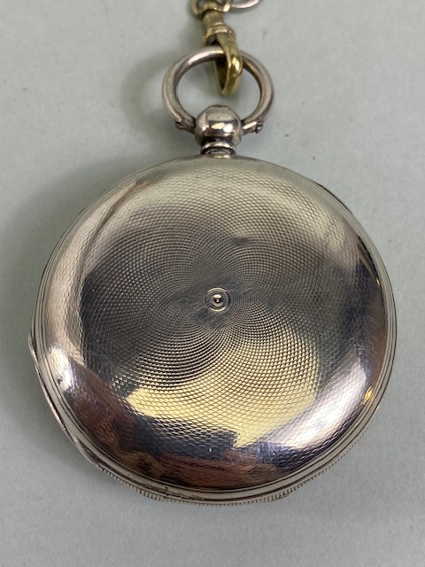 Antique silver hall marked full hunter dress pocket watch, silver face with Roman numerals and - Bild 10 aus 14