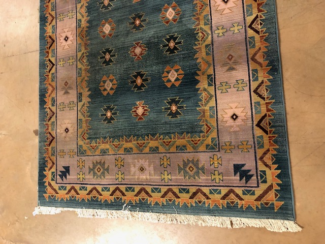 Modern Rug of oriental design, geometric patterns on a two colour back ground approximately 230 x - Image 2 of 5