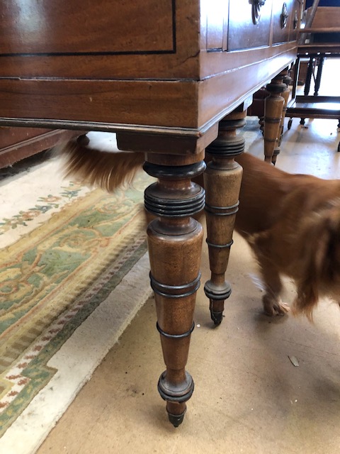 Sideboard for buffet with string inlay and six turned legs on casters approx 173 x 65 x 86cm - Image 3 of 7