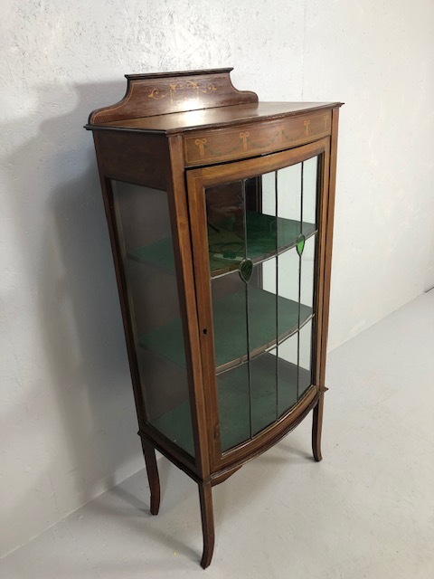 Antique Furniture, Edwardian china cabinet with glazed and leaded panel boor , typical inlaid - Image 2 of 8