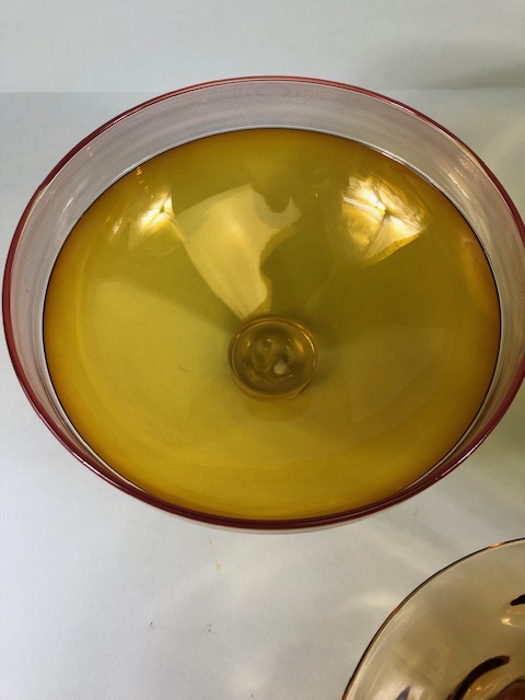 Art Studio glass, Three amber glass bowls all with ground bases one with a signature - Image 5 of 12