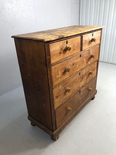 Five Drawer Antique pine chest of drawers approx 109 x 44 x 113cm - Image 2 of 9